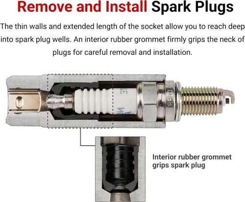 Vista 2 de TEKTON Juego de llaves de bujía de 3/8 pulgadas, 3 piezas (5/8, 3/4, 13/16 pulgadas) SHD91003