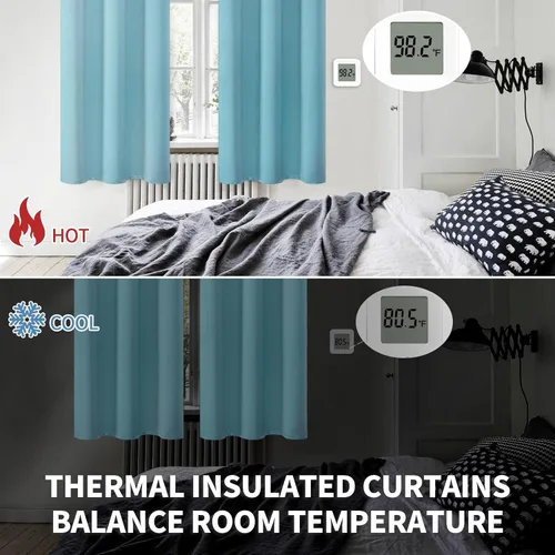 Vista 3 de BGment Cortinas opacas con aislamiento térmico y ojales, cortinas para oscurecer la habitación y la sala de estar, juego de 2 paneles