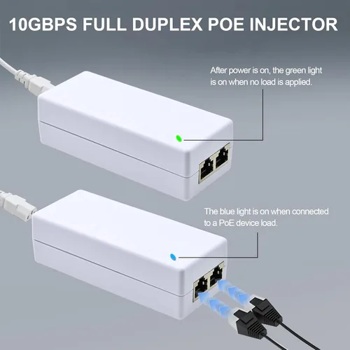 Vista 2 de Inyector PoE+ de 10 Gbps - Cumple con IEEE 802.3af/at de 30 W, ofrece 15.4 W (PoE) o 30 W (PoE+) de alimentación a través de Ethernet hasta 328.1 ft