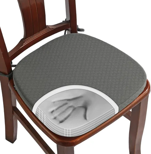 Vista 26 de BUYUE Cojín de Lujo de Espuma Viscoelástica 100% Pura para Silla 1 Paquete, Jacquard 16" Forma de U Cómodo Cojín para Silla de Comedor, Cojín