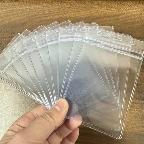 Vista 5 de 10 soportes verticales para tarjetas de identificación, soporte impermeable para tarjetas de identificación, soporte de plástico transparente