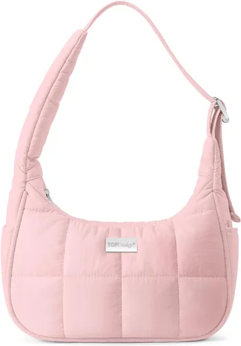 Vista 25 de TOPDesign Bolso de hombro acolchado para mujer, bolso de mano ultraligero con cremallera, correa ajustable
