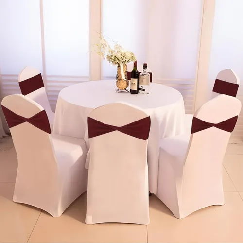 Vista 4 de 50 bandas elásticas de elastano para silla, con lazo liso, bandas elásticas para sillas sin hebilla, decoraciones para bodas, fiestas, banquetes