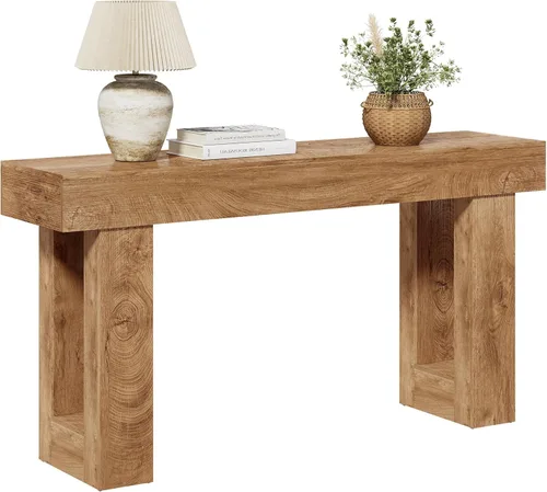 Vista 13 de Little Tree Mesas consola de 63 pulgadas de largo para entrada, mesa de sofá grande detrás del sofá, mesa de entrada de madera, mesa de pasillo Negro