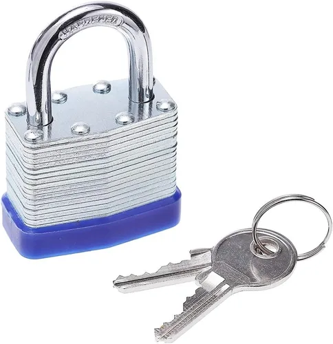 Vista 3 de Cerradura de llave de acero laminado, cuerpo ancho de 1-9/16 pulgadas, 2 candados con igual llave