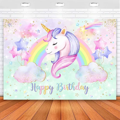 Avezano Telón de fondo de cumpleaños de unicornio pastel arco iris unicornio decoraciones de cumpleaños para niñas cartel de fiesta de 5 x 3 pies