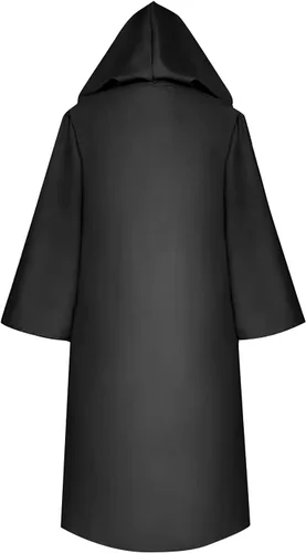 Vista 2 de FRMUIC Capa medieval renacentista, túnica unisex con capucha, bata para Halloween, cosplay, capa de monje de bruja, sacerdote Capa de cosplay