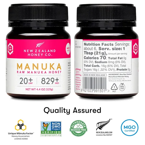Vista 2 de New Zealand Honey Co. Miel de manuka cruda UMF 20+ / MGO 829+ Certificado UMF 4.4oz Miel cruda de grado médico