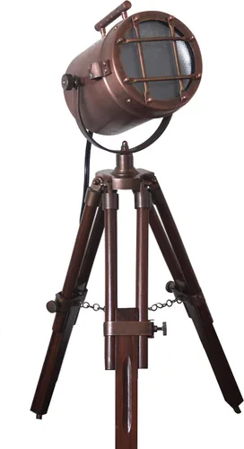 Vista 9 de collectiblesBuy Lámpara de mesa con trípode antiguo marino – Foco vintage con acabado de níquel con base de madera, lámpara de escritorio