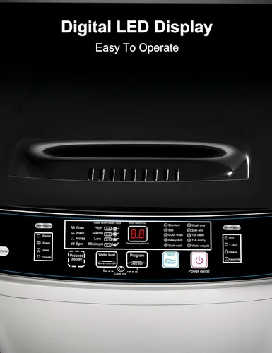 Vista 6 de Lavadora portátil – Lavadora portátil compacta de 2.0 pies cúbicos, cargadora superior completamente automática para ahorrar espacio, ideal