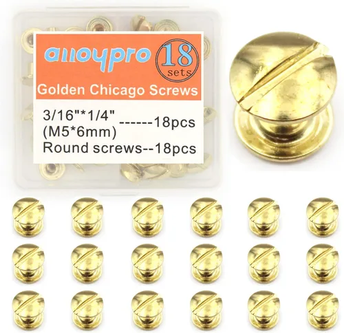 Vista 10 de 36 piezas de bronce redondo de metal Chicago tornillos de encuadernación surtido, kit surtido de remaches de uñas Chicago botón DIY decoración