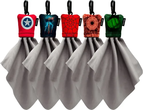 Vista 10 de SPUDZ Paquete variado clásico Tres toallas de microfibra de 10 x 10 pulgadas con bolsas de neopreno Paños de limpieza de microfibra premium