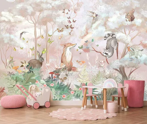 Vista 6 de Papel tapiz de bosque tropical con mural de pared de palmeras para dormitorio, sala de estar (no autoadhesivo)