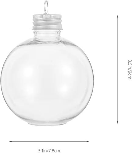 Vista 6 de BESTonZON 10 bolas de alcohol de Navidad transparentes para árbol de Navidad, adornos rellenables, bolas de bebida, botellas de agua, bombillas