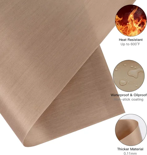 Vista 2 de Paquete de 3 hojas de PTFE para prensa de calor, hojas de PTFE antiadherentes de 16 x 12 pulgadas, papel de transferencia de calor, lavable