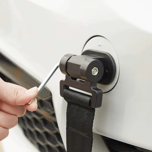 Vista 5 de TOMALL Correa de remolque universal para remolque, correa de remolque negra para parachoques (solo decoración)