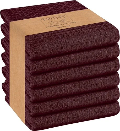 Vista 38 de TWINY - Juego de 6 toallas de cocina, 100% algodón suave, tejido de gofre, paños de cocina y platos con lazo para colgar, reutilizables para Beige