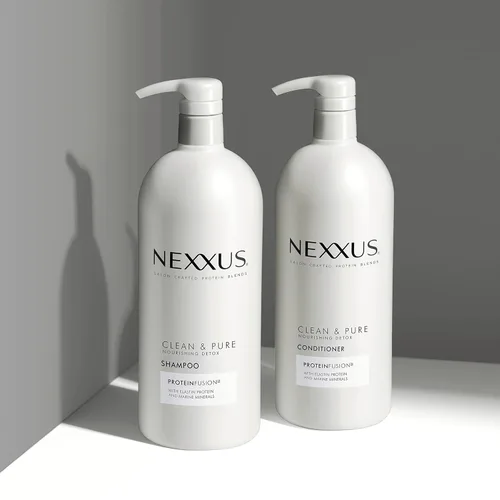 Vista 6 de Nexxus Clean and Pure - Champú y acondicionador clarificante, paquete de 2 con ProteinFusion, para cabello nutrido sin parabenos, 33.8 oz