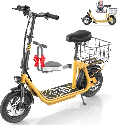 Vista 67 de Caroma Electric Scooter with Seat, Max 30 Miles Range&20MPH Speed, Peak 800/1200W Motor, Foldable Electric Scooter for Adults and Teens, Commuter E