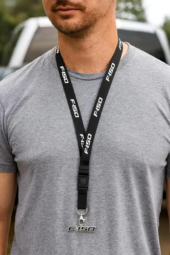 Vista 3 de iPick Image Hecho para Ford F-150 2008-2014 Correa negra con llavero de metal 3D F-150, Negro