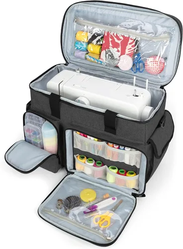 CURMIO Estuche para máquina de coser, bolsa de viaje universal compatible con Singer, Brother, Janome y la mayoría de máquinas de coser estándar,