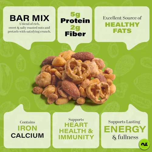 Vista 3 de NUT CRAVINGS - Mezcla de nueces de barra para fiesta, aperitivo dulce y salado de pub - Almendras ahumadas, pretzels, cacahuetes de caramelo