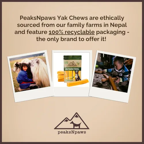 Vista 2 de peaksNpaws Masticables para perros del Himalaya, queso Yak alto en proteínas, sin lactosa, tratamiento natural para mascotas, palitos masticables
