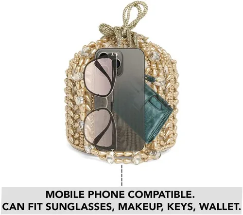 Vista 2 de Aheli Potli Bags for Women Evening Bag Clutch Ethnic Bride Purse with Drawstring