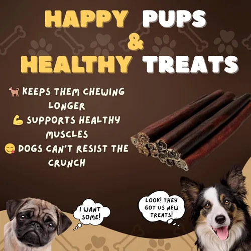 Vista 5 de Woofley's Palitos de colágeno de 6 pulgadas para perros (10 unidades) Bully Stick de cuero crudo masticables alternativos para perros sin ocultar