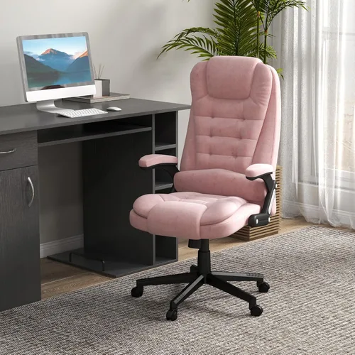 Vista 3 de HOMCOM Silla de oficina con masaje de 6 puntos y vibración con calefacción, silla ejecutiva de oficina de respaldo alto de terciopelo con respaldo