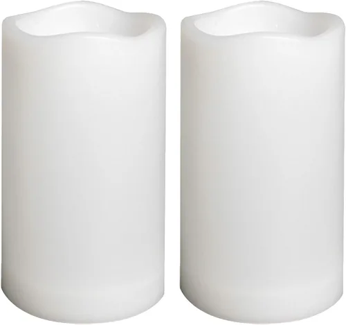 Vista 8 de Velas de pilar sin llama para interiores y exteriores, paquete de 4 velas LED eléctricas de resina plástica que funcionan con pilas, con función