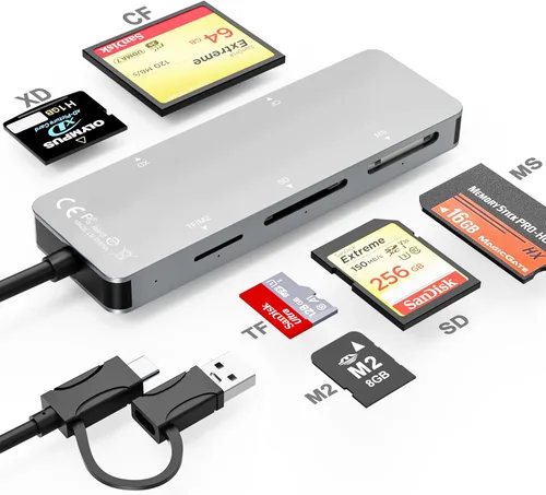 Vista 8 de CFast - Lector de tarjetas, USB-A 3.0 de 5 Gbps, lector de tarjetas múltiples para tarjetas CFast 2.0, XD, SD, TF, CF - Compatible con Lexar