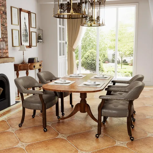 Vista 81 de Silla de comedor con ruedas, sillas de capitán con rodillos, juegos de dinette, sillas de póquer con ruedas, mesa de cocina, sillas rodantes, silla