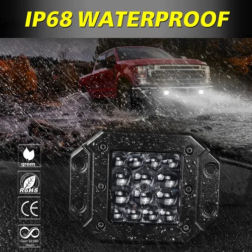 Vista 5 de Flush Mount LED Pods, 2pcs 84W Flush Mount LED Bumper Fog Lights Spot Beam Backup Reverse Lights Off Road Driving Light for Trucks Pickup UTV ATV