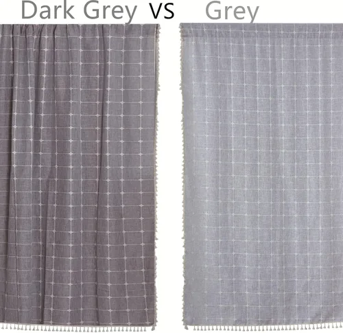 Vista 7 de YoKii Cortinas bohemias de cocina de 36 pulgadas de largo, modernas cortinas cortas de lino y algodón para ventana, cortinas semitransparentes