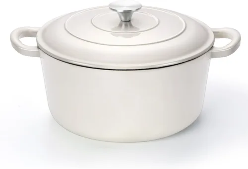 Vista 8 de TeamFar Horno holandés de hierro fundido esmaltado, olla pequeña de 3 cuartos de galón con tapa, olla de hierro fundido resistente para hornear pan
