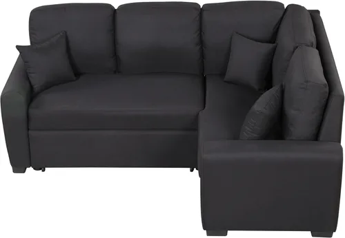 Vista 75 de Sofá modular en forma de L de 100.7 pulgadas con otomana extraíble, modernos sofás de 3 plazas con dos reposabrazos y patas de metal, cómoda tela