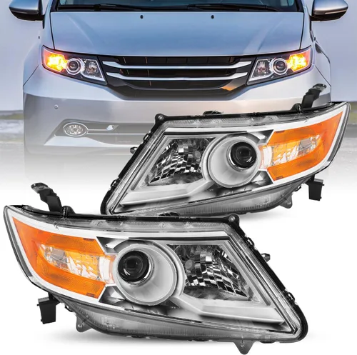 Vista 17 de JSBOYAT Conjunto de faros delanteros de repuesto para Honda Odyssey 2011-2017, estilo OE, carcasa negra, con reflector ámbar (L+R)