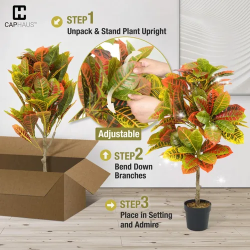 Vista 7 de Fencer Wire Árbol de croton topiario artificial de 30 pulgadas, plantas artificiales resistentes a los rayos UV, arbustos y arbustos sintéticos