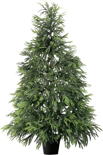 Árbol de Navidad artificial de pino Norfolk de 6 pies, árbol de Navidad sintético de polietileno de tacto real con maceta negra, árbol de Navidad