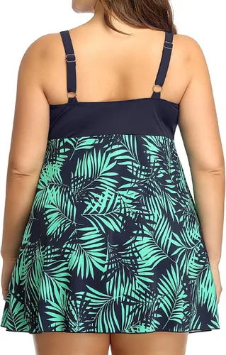 Vista 3 de PERONA Traje de baño de una pieza para mujer, talla grande, estampado retro, traje de baño pin up