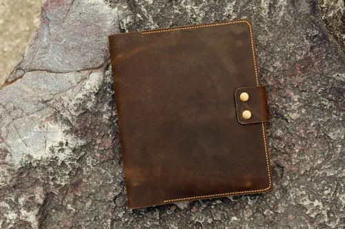 Vista 3 de Personalized leather 3 ring binder portfolios with pockets and writing pad 8.5 x 11 letter size leather padfolio organizer NL05BC