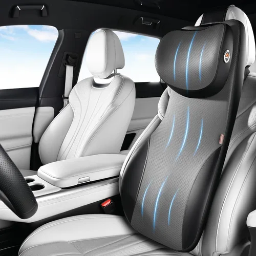 Vista 19 de Coverado Cojín para asiento de automóvil y almohada de apoyo lumbar, almohada ergonómica integrada de espuma viscoelástica para el cuello, cojín