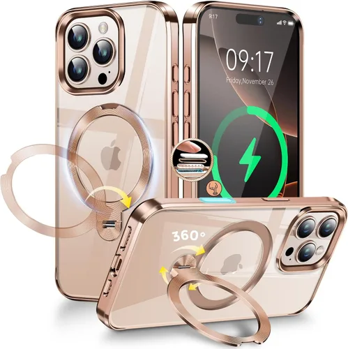 Vista 38 de [Anillo de metal CD y soporte invisible giratorio de 360° ] Funda magnética para iPhone 13 Pro Max [Parachoques galvanizados a prueba de golpes]