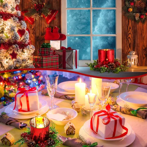 Vista 5 de Sliner 4 portavelas de cristal de Navidad de 4.7 pulgadas, portavelas votivas de Navidad, anillo de bayas con piña para centros de mesa y decoración