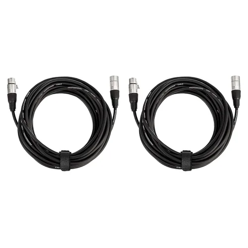 Vista 4 de Amazon Basics Paquete de 2 cables de micrófono XLR para altavoz o sistema PA, conductores de cobre, revestimiento de PVC de 6 mm, 25 pies