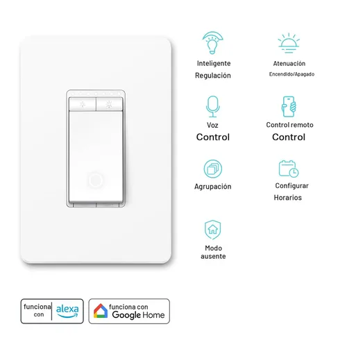 Vista 2 de Kasa Smart Interruptor de atenuación HS220, un solo polo, necesita cable neutro, interruptor de luz Wi-Fi de 2.4 GHz, funciona con Alexa y Google