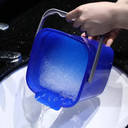 Vista 5 de Roshtia 6 cubos de limpieza de 3 cuartos de galón, cubo cuadrado de desinfectante pequeño, cubo de detergente para el hogar, comercial, restaurante