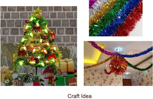 Vista 3 de YYCRAFT Guirnalda de Navidad clásica de oropel de papel de aluminio grueso de 10 yardas (30 pies), color dorado