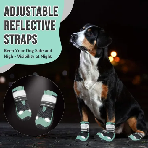 Vista 6 de SlowTon Zapatos para Perros para Perros Grandes, Pequeños y Medianos - Botas Transpirables para Perros para Pavimento Caliente de Verano, Protector